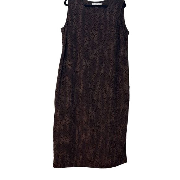 Maggie McNaughton dark brown leopard animal print column maxi dress 1X - Picture 2 of 12